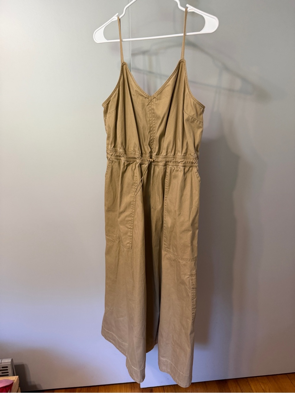 Woolrich Tan Maxi Jumpsuit with Spaghetti Straps